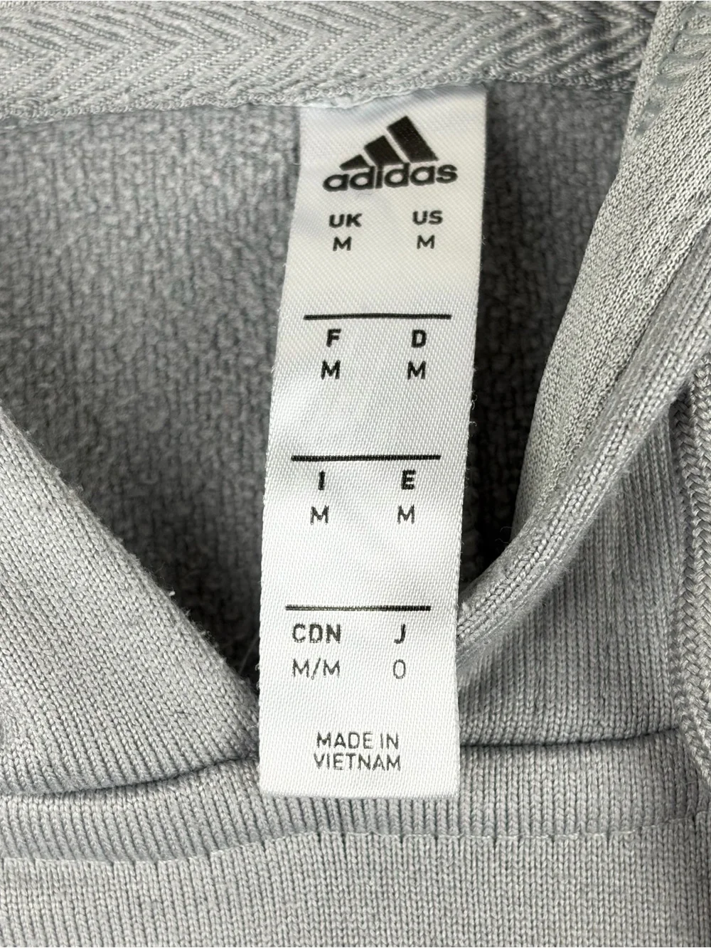 adidas Men's Light Gray Crewneck Hoodie with Black Sleeve Stripes